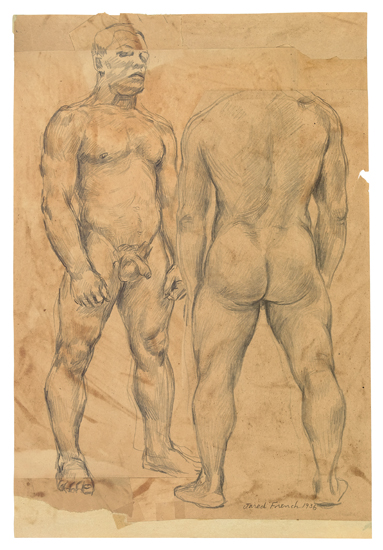 JARED FRENCH Study of Two Male Nudes.